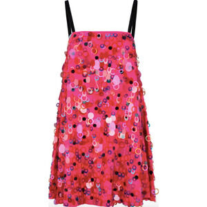 RaeVynn Winnie Mini Swing Dress Pink Disc Sequins Wolf & Badger Size 0 NWT